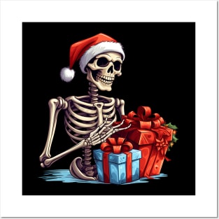 skeleton Santa Claus Posters and Art